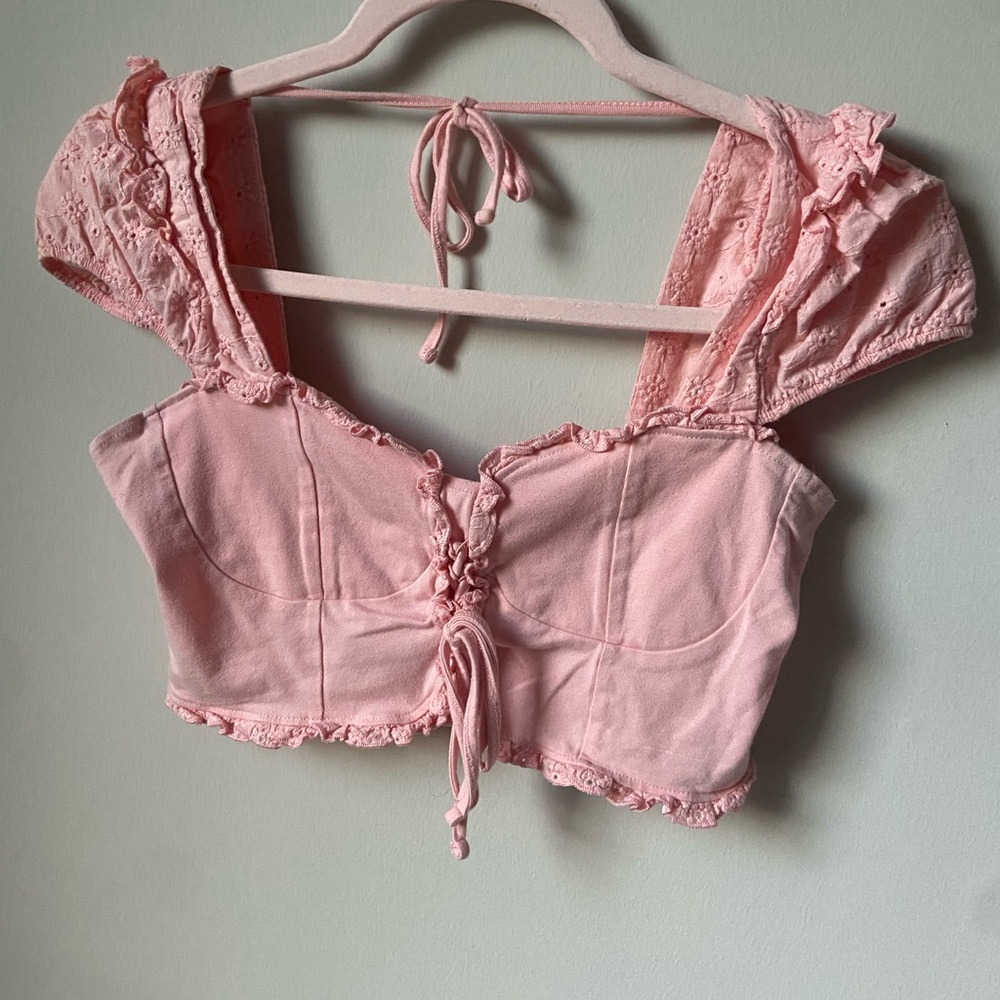Pacsun Pink Lace-Up Blouse